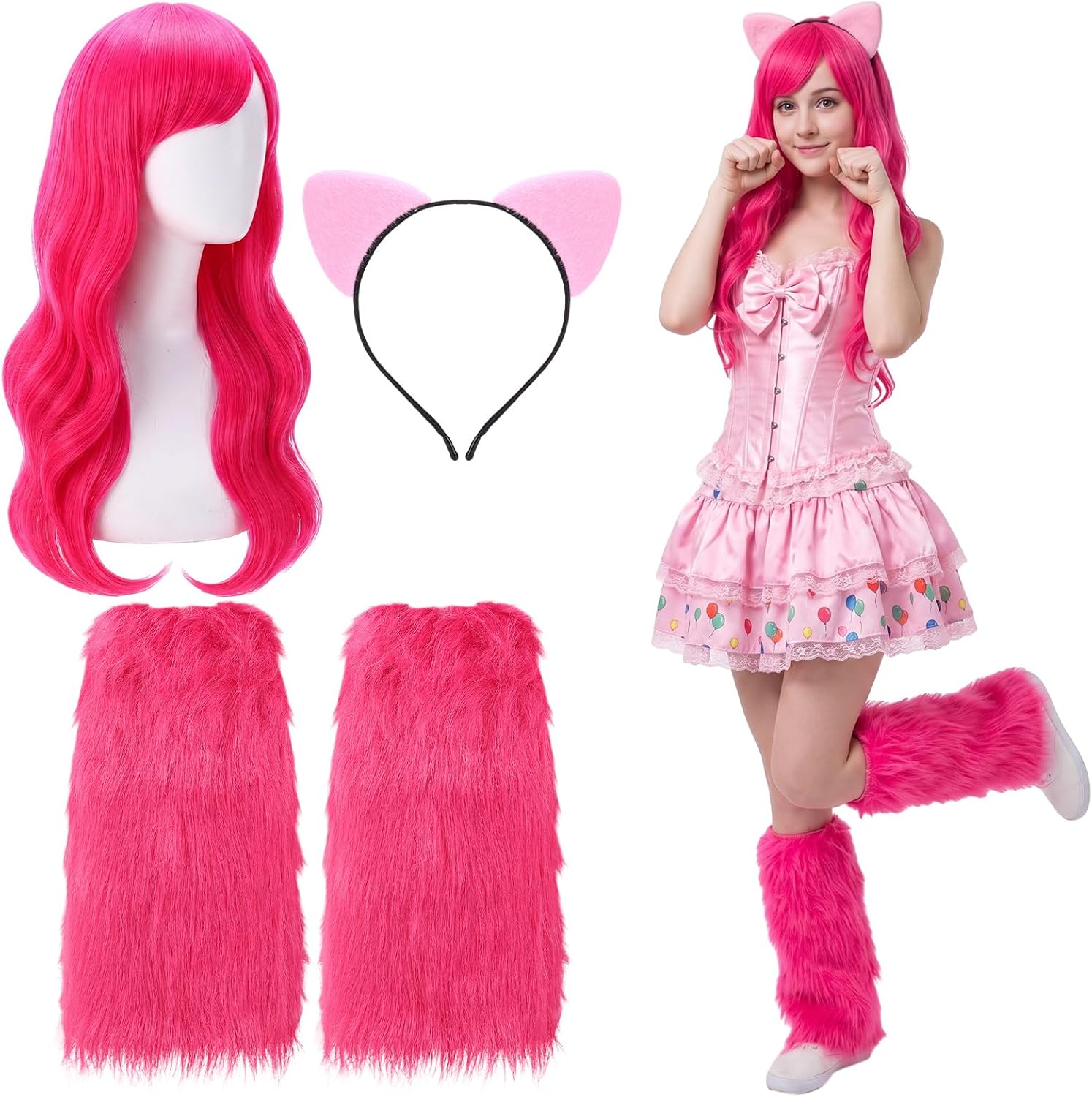 Kajaia 4 Pcs Halloween Cartoon Cosplay Costume Set for Women