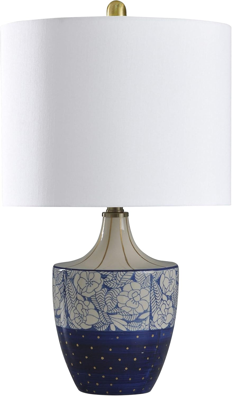 L28230DSAM Shelly, Cream, Blue and Gold, Geneva White Table Lamp