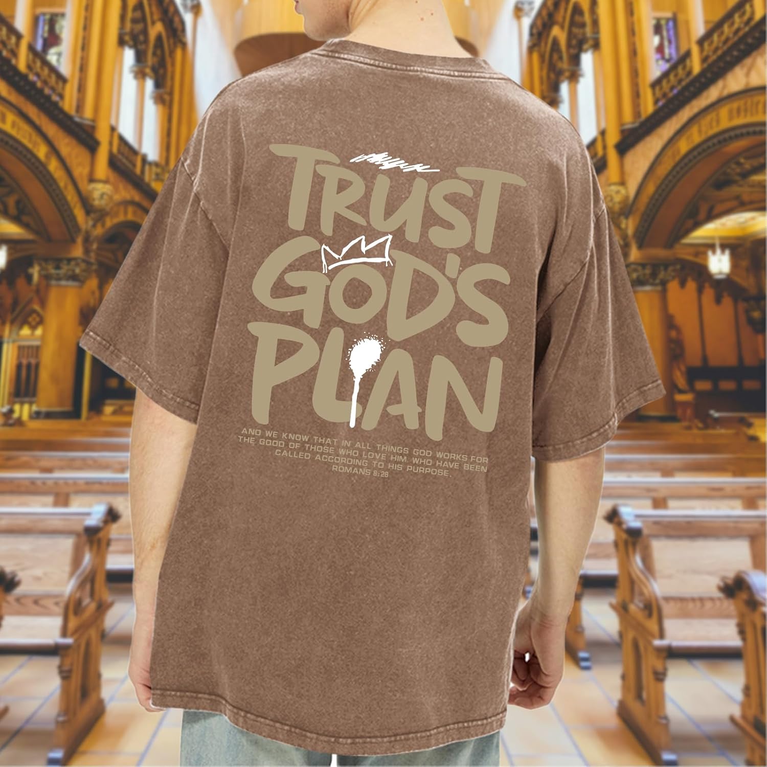 BINTEHGS God Christian T Shirts for Men Jesus Faith Shirt Acid Wash Oversized Tees Bible Verse Graphic Vintage Tshirt - Image 2