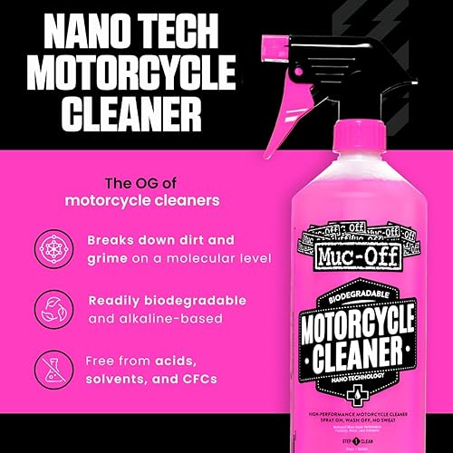 Miniatura 2 de Muc Off 664US Nano-Tech Limpiador de motocicleta, 1 litro, spray de limpieza biodegradable de acción rápida, seguro en todas las superficies y todo