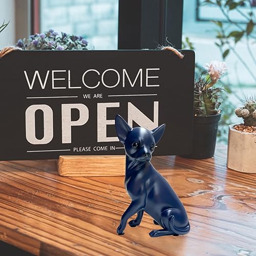 Miniatura 3 de Estatua de perro azul, decoración de estantes de pared, escultura de Chihuahua, figuras coleccionables abstractas hechas a mano de animales para