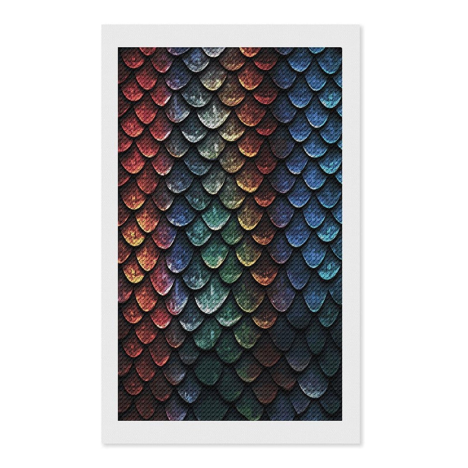 Dragon Scale Diamond Art Kits for Adult Round Full Drill Diamond Dots Paintings for Beginner Picture Art DIY Diamond Painting Kits 5D Diamond Art Painting for Home Wall Decor 12"x20"