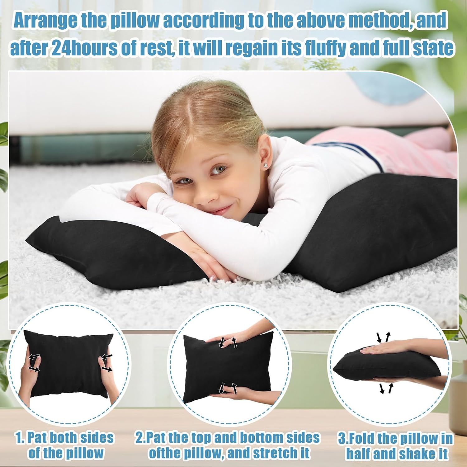 Ripeng 2 Pcs Small Pillows Down Alternative Microfiber Mini Pillows Soft Machine Washable Breathable Tiny Cushion for Travel Sofa Chair Sleeping Neck Wrist Lumbar Knee Support (14"x10",Black)