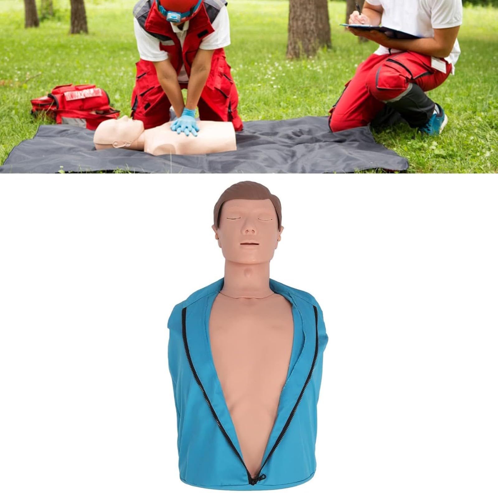 Reanimationspuppe Erste Hilfe CPR Übungspuppe Trainingspuppe für Herz-Lungen-Wiederbelebung Gummi-Halbkörper Künstliche Beatmung Menschliches Modell Simulator für Erste-Hilfe-Training