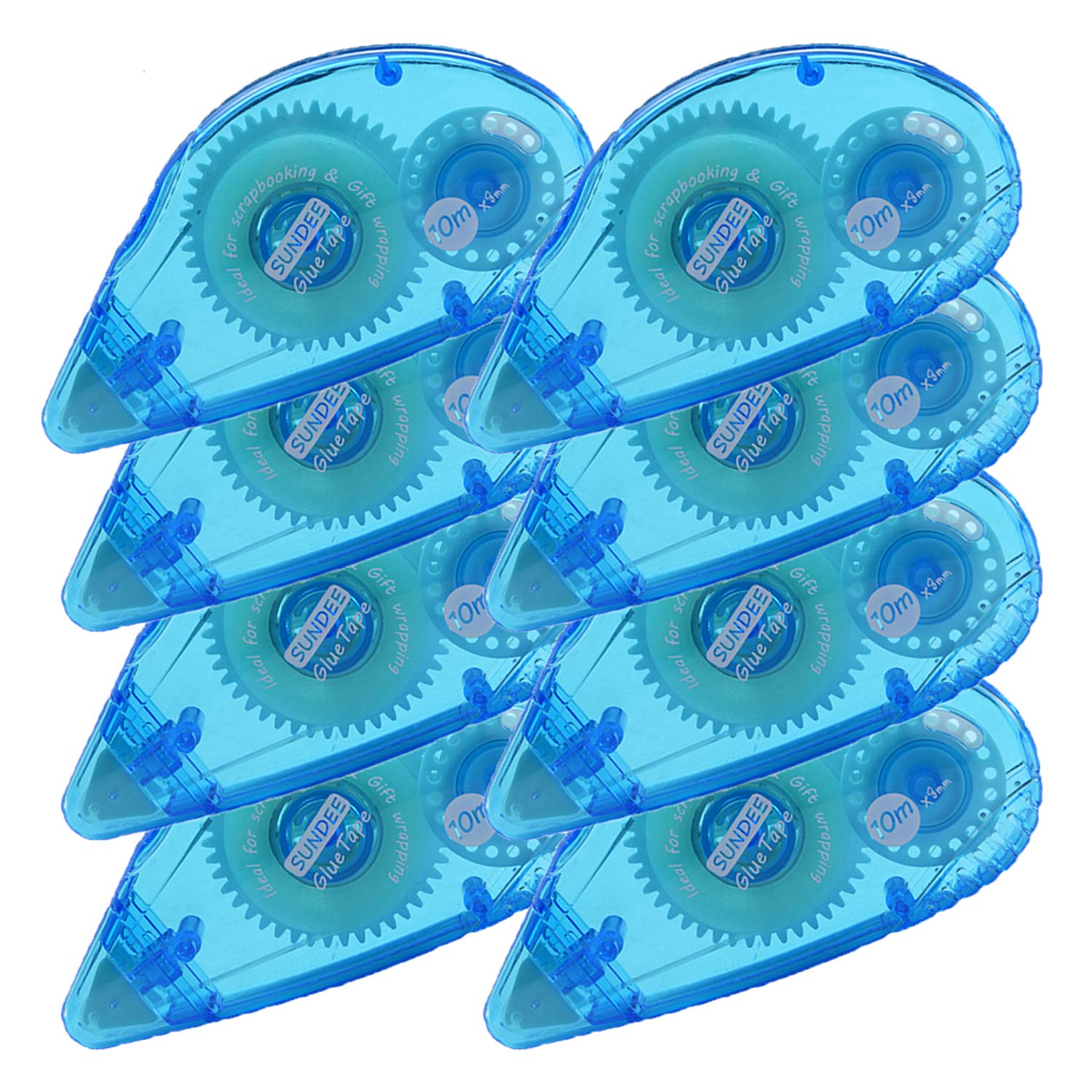 Glue Runner Permanent, Double Sided Adhesive Scrapbook Runner Tape Roller, 0.3-inch by 360-Inch, Permanent Adhesive Dots Roller Applicator, 8 Pack - Blue