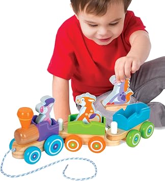Melissa & Doug First Play Wooden Rocking Farm Animals Pull Train
