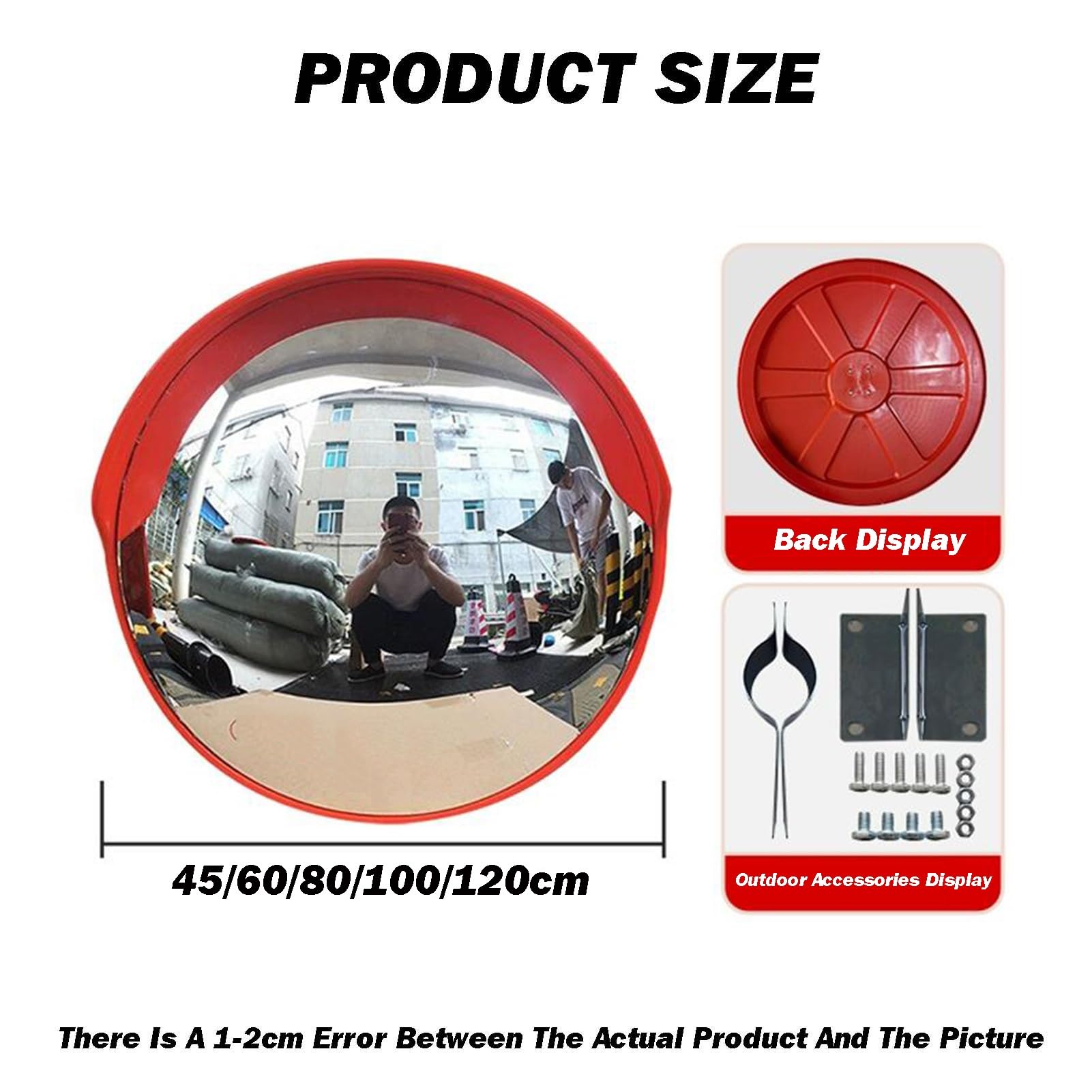 Specchio Convesso Ad Angolo Regolabile, Specchio For Traffico Grandangolare HD For Esterni, Visione Chiara Grandangolare, Facile Da Installare For Garage Delle(120cm)
