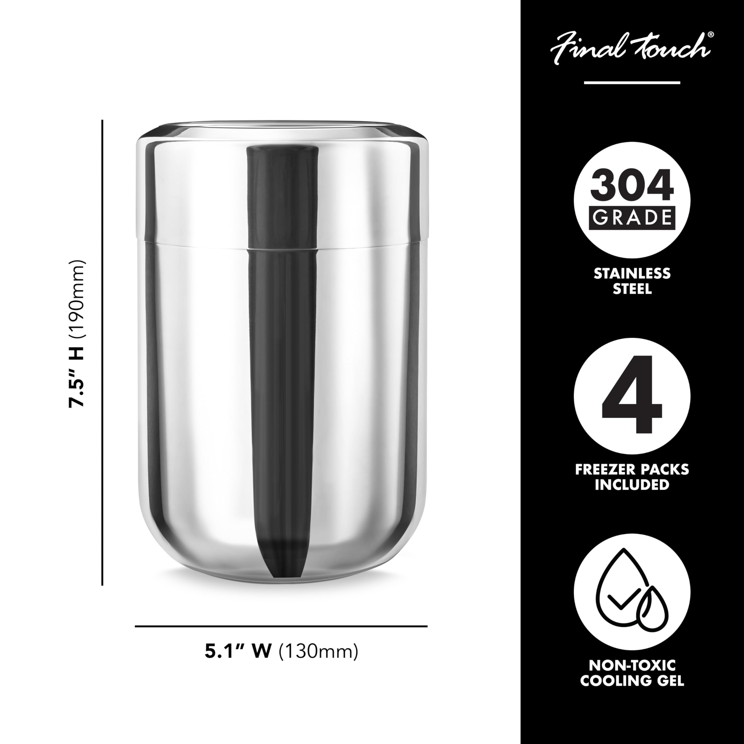 Refrigeratore Per Vino In Acciaio Inox, Con 4 Gel Refrigeranti Rimovibili, Mantiene Freschezza Fino A 3 Ore
