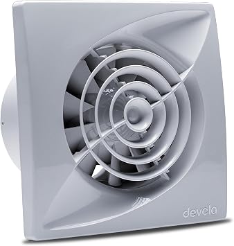 Devola 100mm Bathroom Extractor Fan with Timer, Quiet Axial Fan, 4 inch Bathroom Fan, Kitchen Fan, Made in Britain Timer Model - DVQF100T