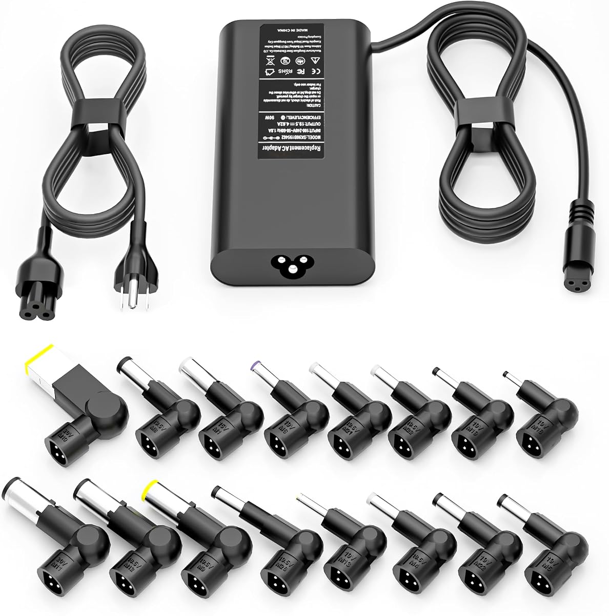SZGUDULO 90W Adaptador delgado universal Cargador de computadora portátil para Dell HP Acer 16 puntas | Cargador para portátil compatible con Dell HP Acer Asus IBM Sony Fujitsu Gateway Notebook Ultrabook Chromebook cable de alimentación