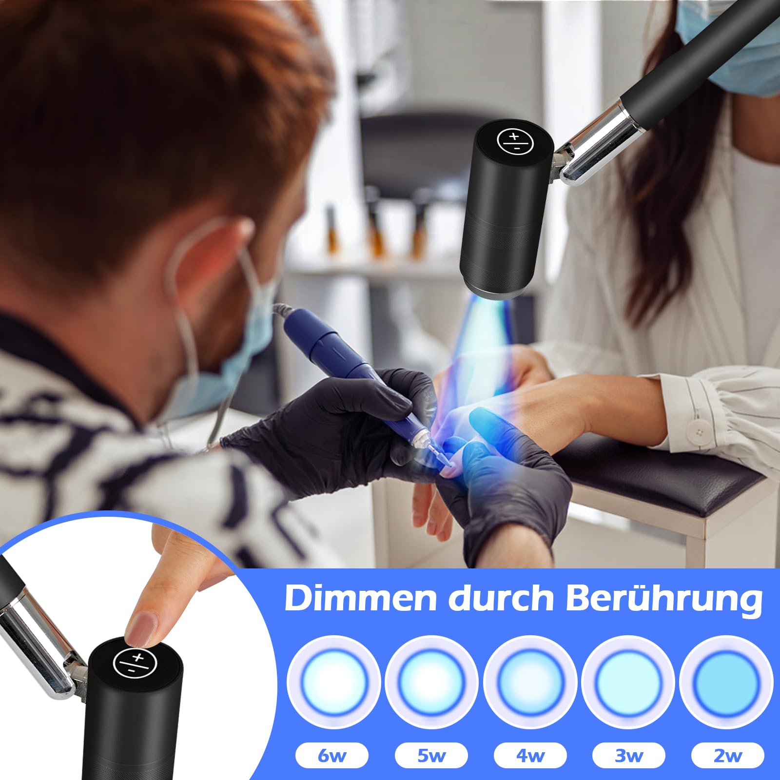 Lampa UV do rzęs, 6 W, lampa UV do rzęs z włącznikiem nożnym, okulary ochronne, lampa UV Lash z regulacją rozmiaru punktowego, elastyczna szyja 360°, światło UV do utwardzania paznokci żelowych i