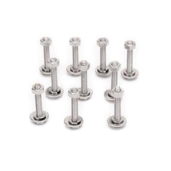 1/4-20x1-1/2 Complete Set Hex Head Screw Bolts,Nuts,Fender Flat washers,Split Lock Washers,Fully Threaded, Stainless Steel 18-8304, Bright Finish 10Set