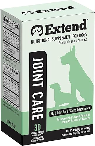 Suplemento para perros Extend, cuidado de articulaciones para perros, suministro para 1 mes, glucosamina para perros con MSM y ácido ascórbico,