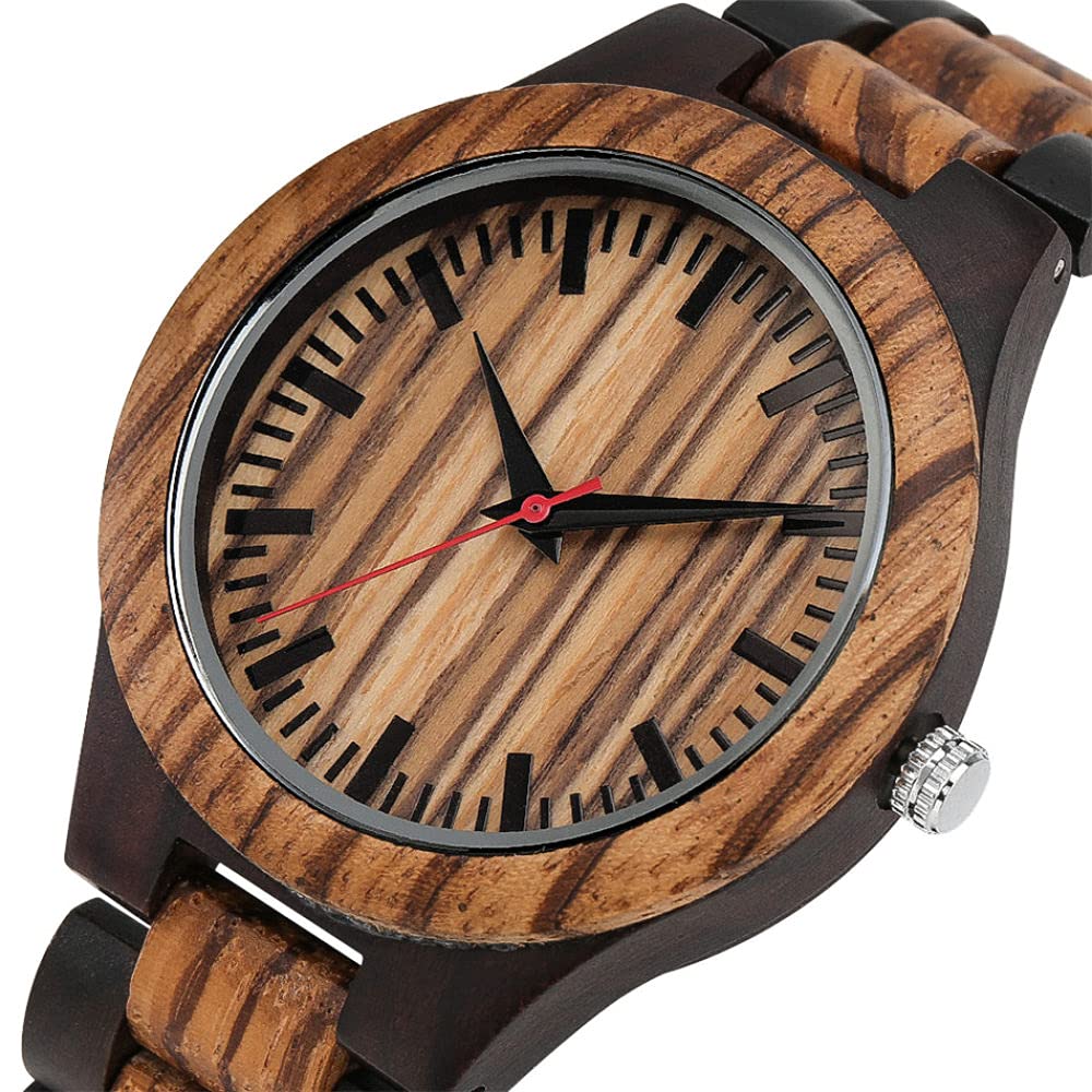 CAIDAI&YL Reloj de Pulsera de Cuarzo con Reloj de Madera Grabado Personalizado Relojes de Madera Natural, con Caja de Reloj