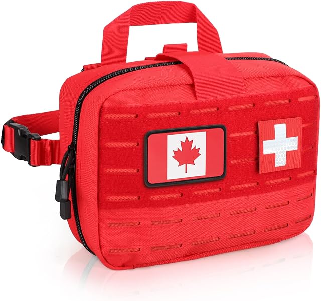 LIVANS Pochette médicale tactique Molle de taille améliorée, Pochette de premiers soins Grande capacité IFAK Moule de poche EMT Pouch Détachable Quick Release Pouch avec Appui-tête Flag inclus et Cross Patch