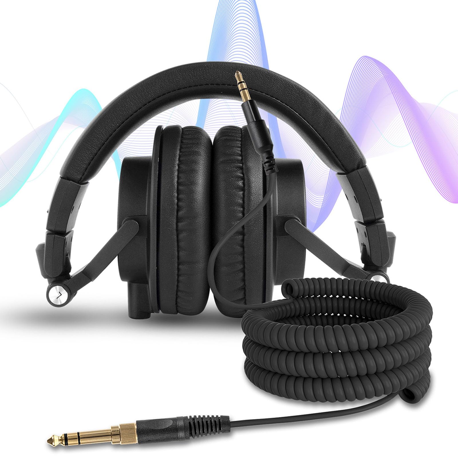 Auriculares de diadema para DJ de estudio, estéreo, profesionales, plegables, rotación de 90°, auriculares de estudio, sin micrófono