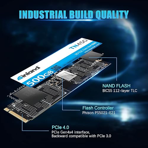 Miniatura 7 de INLAND TN450 - Unidad interna de estado sólido SSD NVMe M.2 PCIe Gen4x4 2280 de 500 GB, hasta 5,000 MBs, 3D NAND, almacenamiento y memoria para