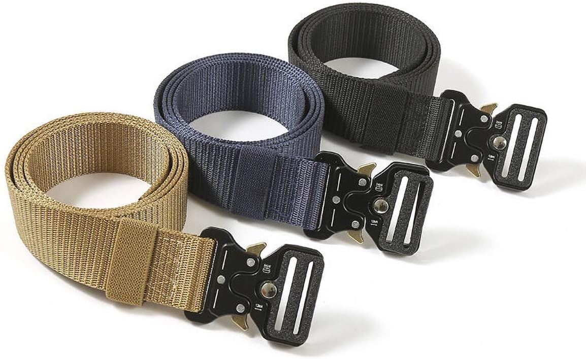 2PCS Tactical belt,, military style, heavy-duty nylon belt with quick release metal buckle, 1.5 inches wide and 4 feet long.