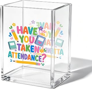 Teacher Acrylic Cosmetic Pen Holder, Take Attendance Desk Accessories（B01)