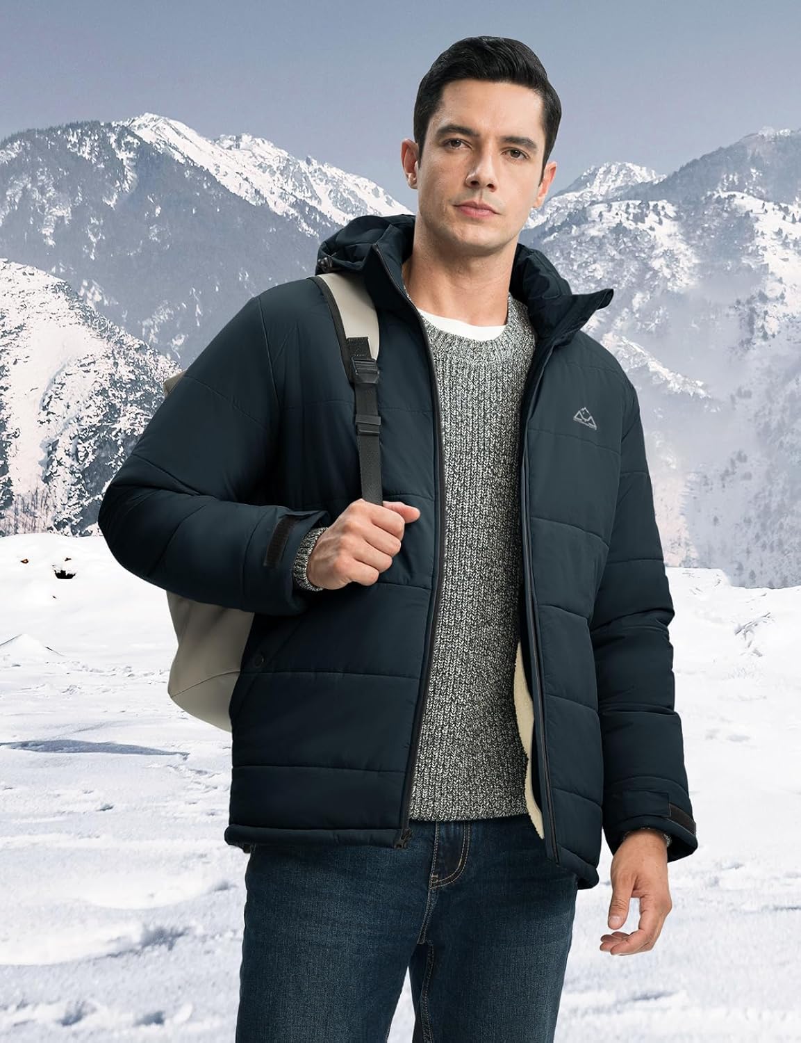 TBMPOY Men's Winter Coats Puffer Jacket Hooded Fleece Warm Water-Resistan Windprooff Thicken Jacket - Image 2