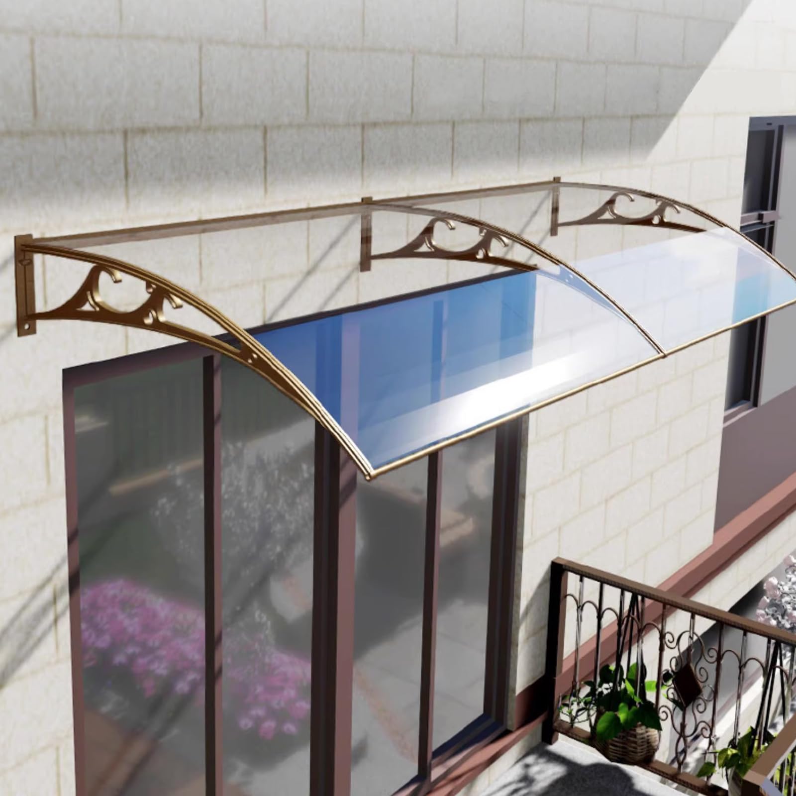 Auvent de porte pour jardin et porche offrant une solution d'ombrag et de protection pluie