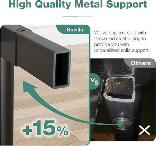 Miniatura 6 de Novilla Marco de cama de tamaño matrimonial, plataforma de metal de 14 pulgadas, tamaño matrimonial con espacio de almacenamiento debajo de la cama,