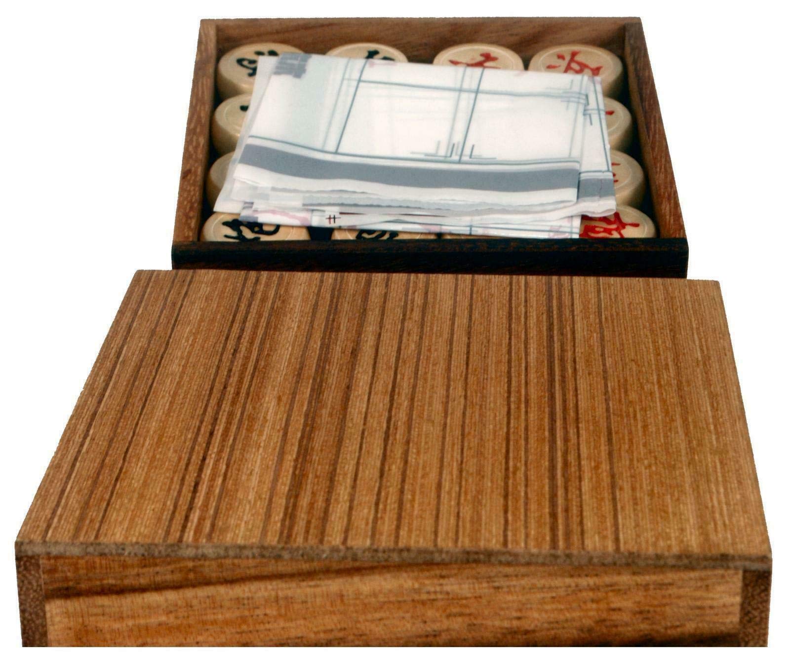 Terrapin Trading Set di scacchi cinesi in legno Rainwood in scatola di legno con bordo