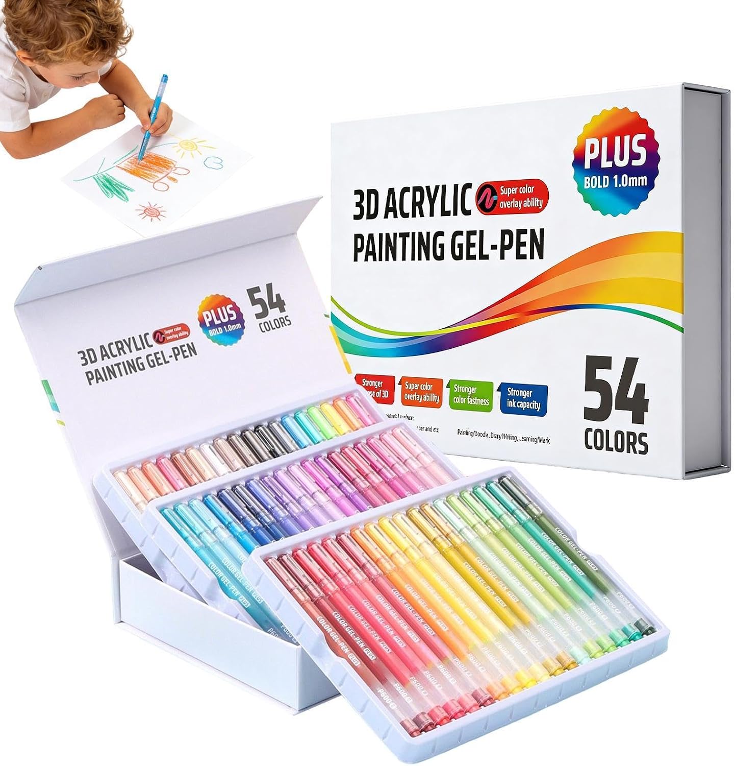 Colored Acrylic Gel Pens, Retractable Fabric Coloring Markers, 1.0mm Tip Acrylic Pens Set for Drawing, Sketching, Journaling, Writing, Doodling, Crafting, School