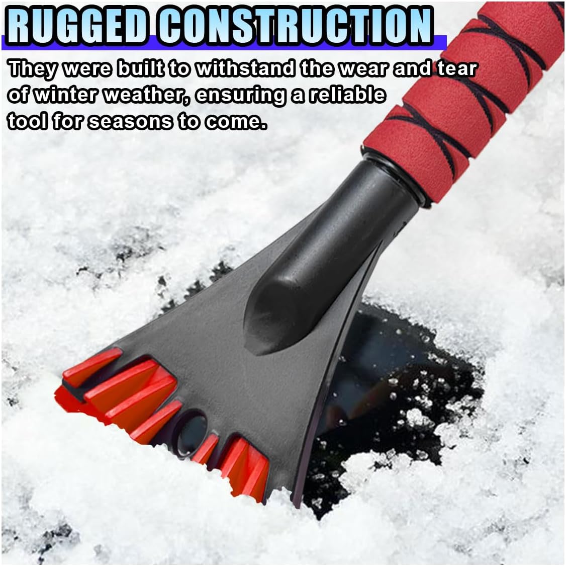 Ice Scraper for Car Windshield, No Scratch Car Window Frost Scraper with Foam Handle, Snow Removal Tool Accessories for Car, SUV, Truck (Red) image 3