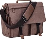 Messenger Bag for Men,VASCHY Vintage Water Resistant Canvas Satchel 14 15.6 17inch Laptop Briefcase