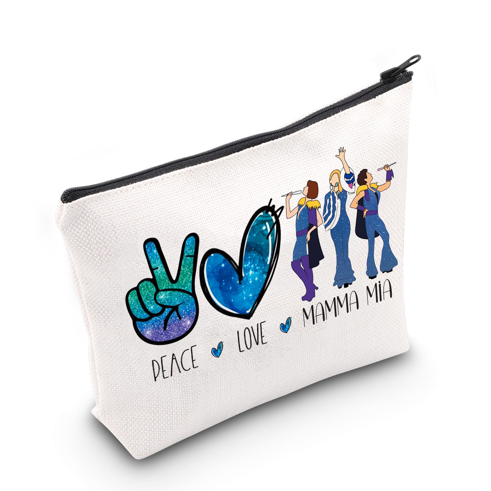 AKTAP Donna and The Dynamos Gift Mamma Musical Makeup Bag Peace Love Mia Fans Cosmetic Make Up Bag Comedy Gift for Fans (Mamma Musical Makeup Bag)