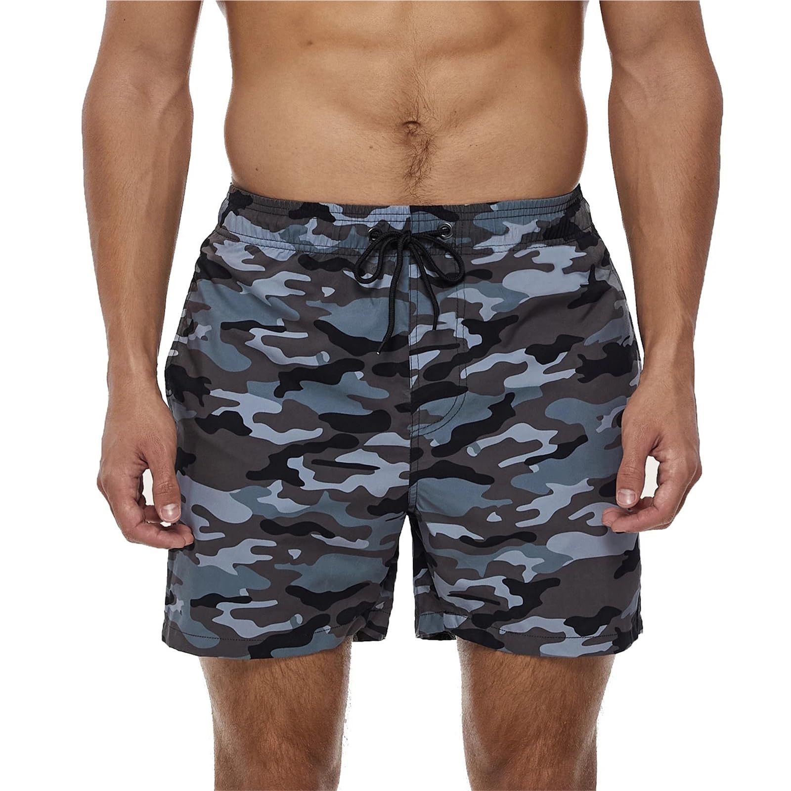 Pantaloncini Estivi da Uomo Classici in Poliestere ad Asciugatura Rapida con Fodera in Rete Traspirante per Nuotare, Fare Surf(Comouflage,M)