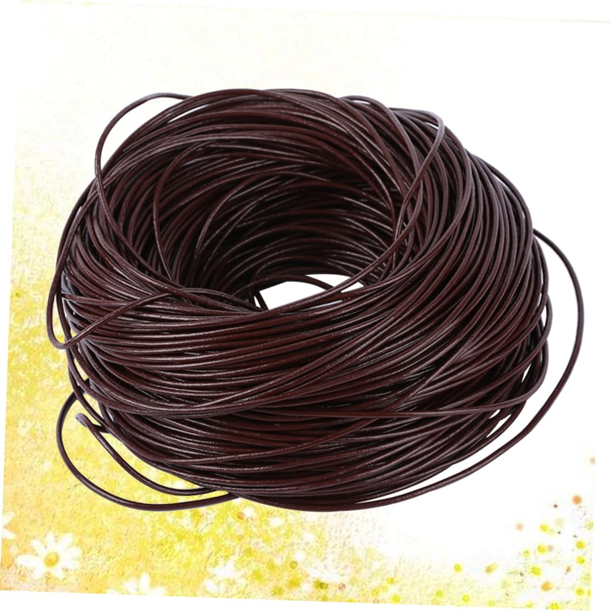 Round Leather Cord Genuine Cowhide for Jewelry Making Bracelets Necklaces Deep Coffee Yards for Crafts and Beading Projects