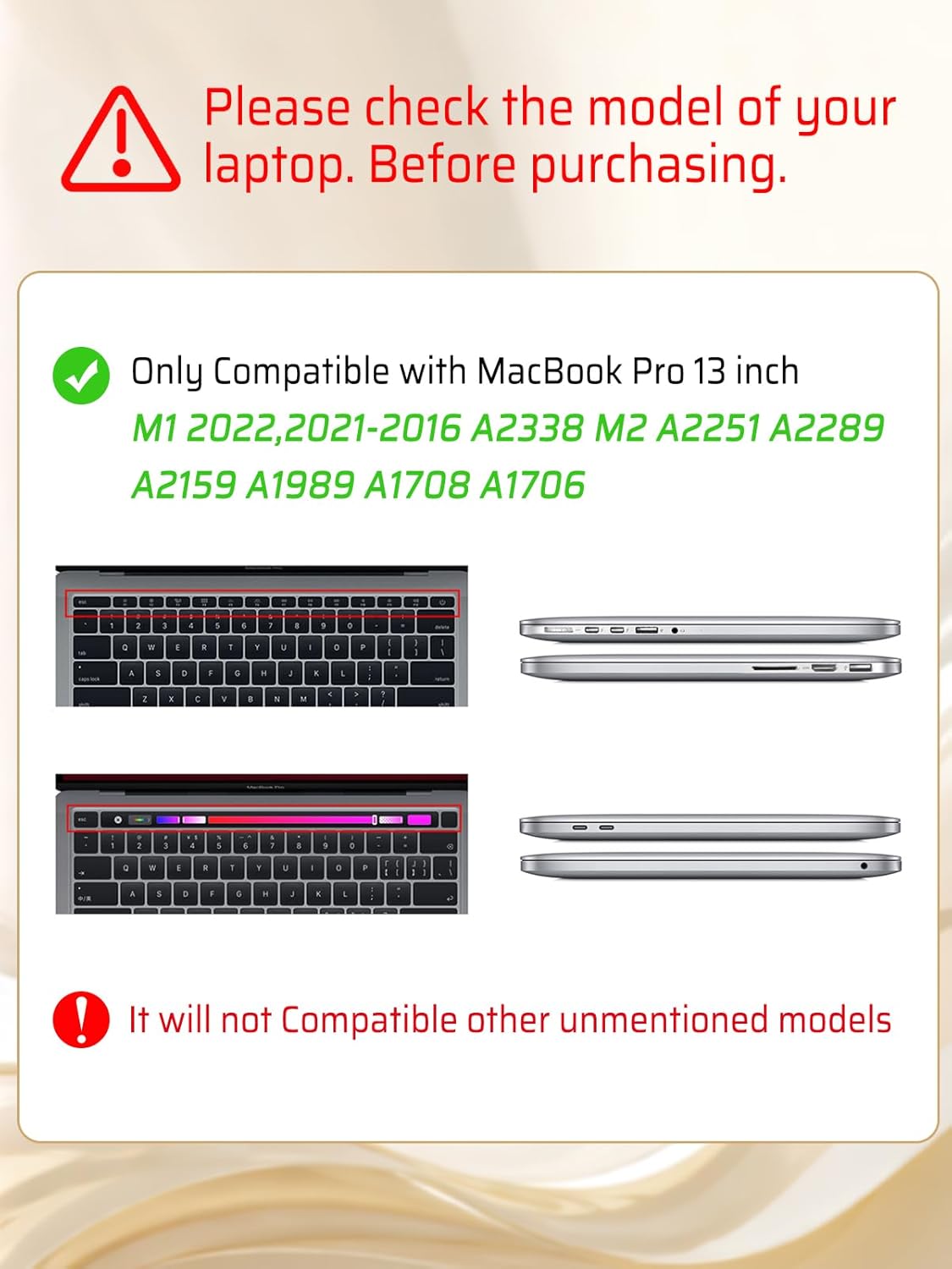 Seorsok Compatible with MacBook Pro 13 inch Case M2 2023,2022,2021-2016 A2338 M1 A2251 A2289 A2159 A1989 A1708 A1706,Elegant Leather Plastic Hard Shell Case&Keyboard Cover,Black Polka Dots,White - Image 3