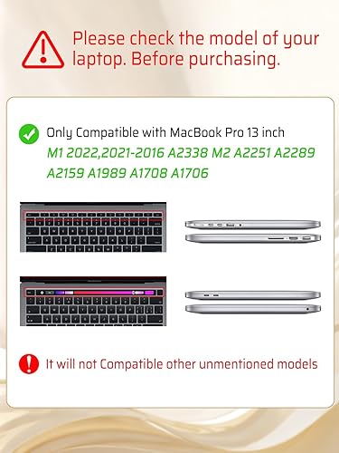 Miniatura 3 de Seorsok Funda compatible con MacBook Pro de 13 pulgadas M2 2023, 2022, 2021-2016 A2338 M1 A2251 A2289 A2159 A1989 A1708 A1706, elegante funda rígida
