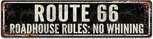 Letrero de metal vintage para pared, 16 x 4 pulgadas, decoración retro de placa para bar, hogar, cueva de hombre, garaje, jardín, cocinero (ruta 66