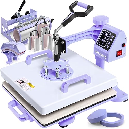 Whubefy 15x15 Heat Press Machine for T Shirts 8 in 1 Combo with 30oz Tumbler Press, Slide Out & Swing Away, Dual Tube Fast Heating, 3 Preset Modes & Counting Function for Bulk DIY Hats, Mugs, Plates