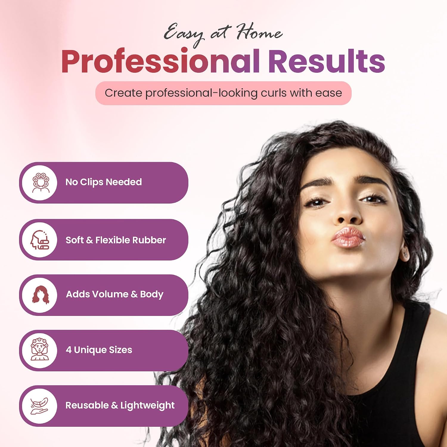 Rachel Roy Flexi Rods Foam Hair Rollers -1/2" 5/8" 3/4" 1" Diameter- Professional Salon Quality 18 Pcs Rubber Hair Rollers for Long, Medium, and Short Hair, Hair Curlers to Sleep in for Women