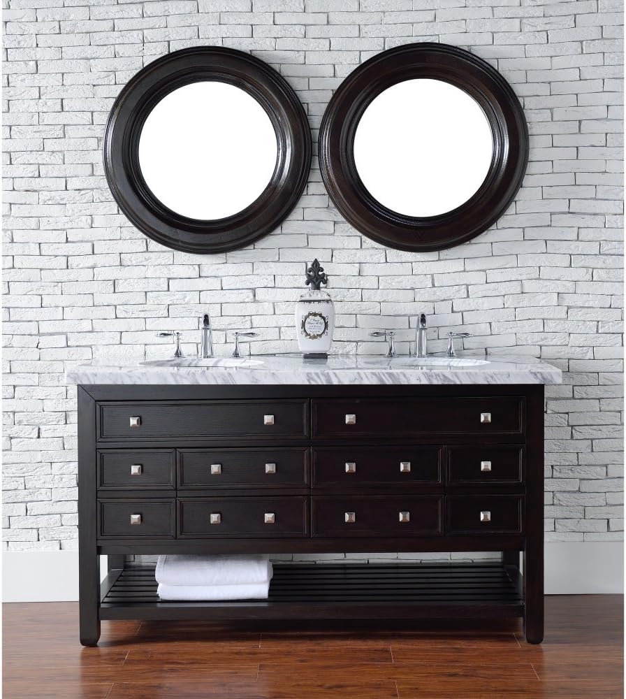James Martin Furniture Double Vanity with Carrara White Marble Top 801914