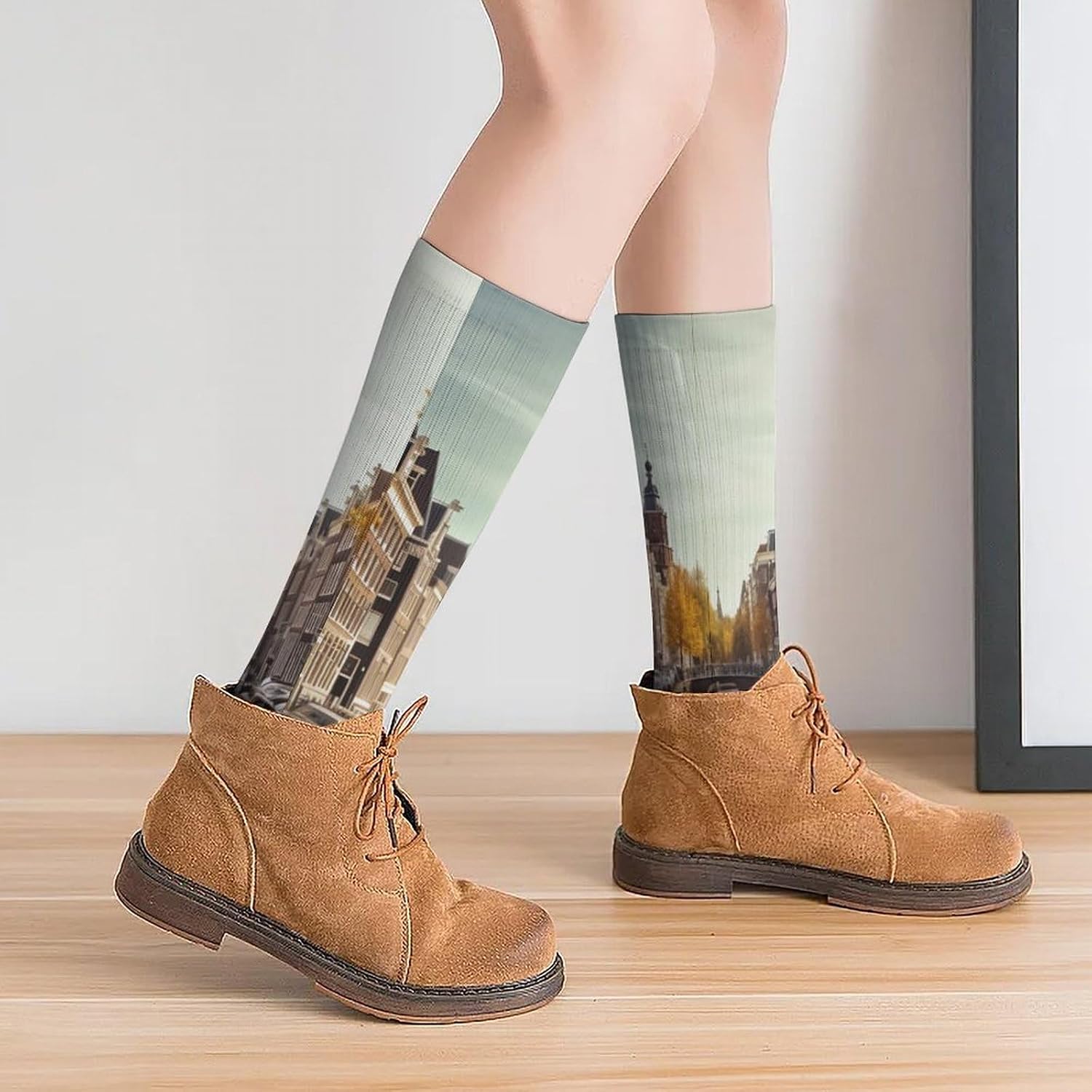 Breathable Crew Sock, Moisture Wicking, Athletic Calf Socks, Cozy | Bicycles Compression Socks for Women Men, Lightweight High Work Socks for Business, Casual