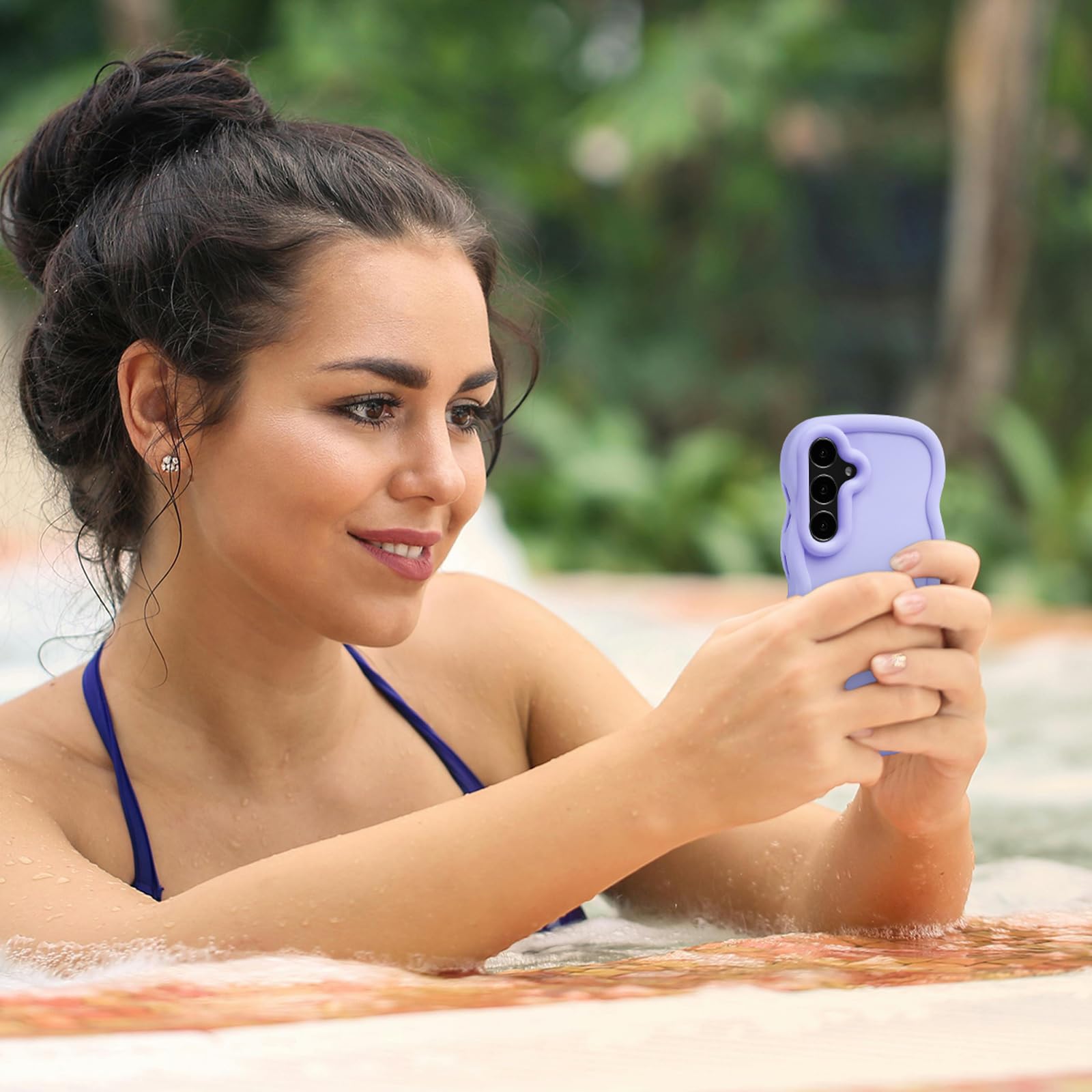 Wave - Funda para Samsung Galaxy S25 5G (6.2 pulgadas), bonito marco ondulado rizado de TPU para niñas y mujeres, suave al tacto sedoso, a prueba de golpes, funda protectora antigolpes