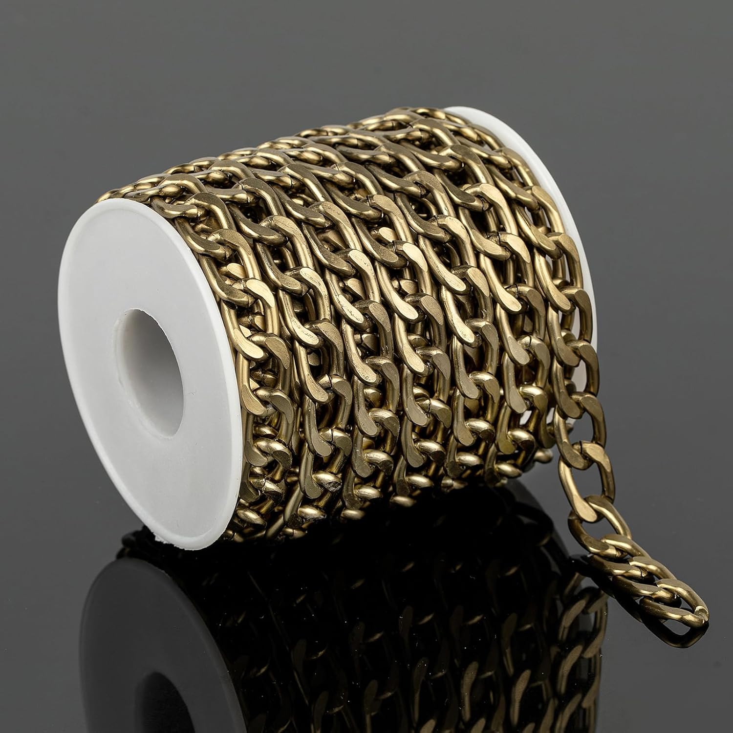 YOUBEIYEE 16.4 Feet Jewelry Making Chain Roll, Bronze Plated Aluminum Curb Cuban Chain Necklace for Women and Men Jewelry Chains Bulk - Image 2