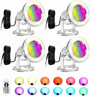 12 Pond Backyard Ideas for Peaceful Garden Landscapes 41 LED Pond Lights with Remote Control, 6W SS316 Stainless Steel RGB Underw...