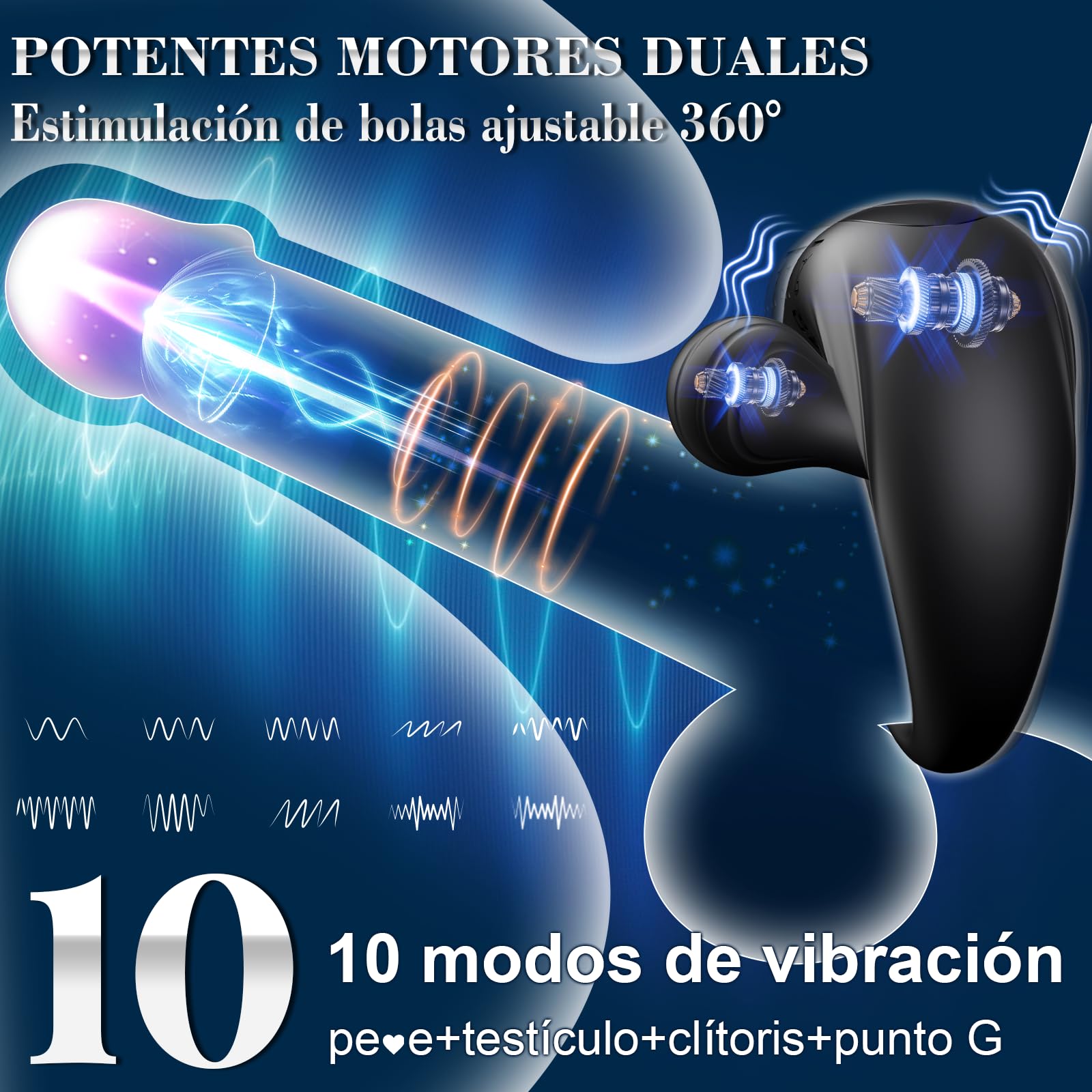 Anillo Vibradorador Pene Juguetes Sexuales - Vibradorador Hombre Juguetes Eróticos para Pareja Sexuales con Vibrador Cuentas Ajustable 360°,Anillo Pene Masculino Ereccion con 10 Vibraciones Sex Toys