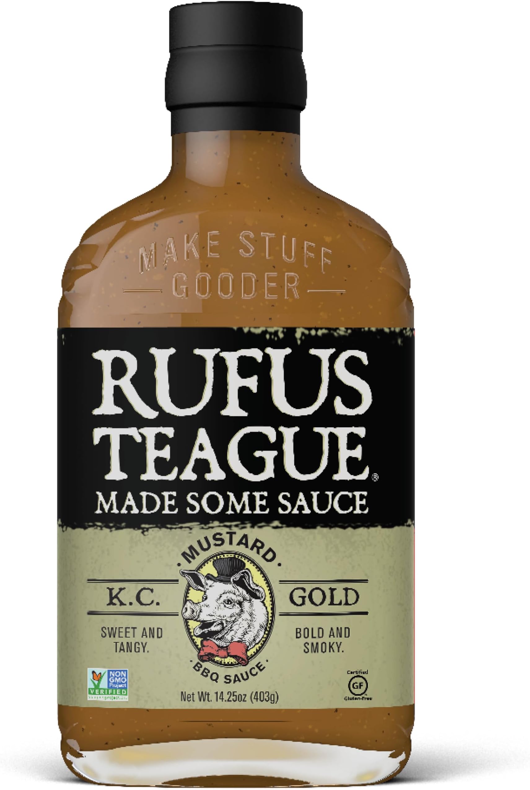 KC Gold BBQ Sauce, 1 Pack Size, Premium Mustard Barbecue Sauce with Natural Ingredients, Award-Winning Bold Flavor, Gluten-Free, Non-GMO, 14.25 oz
