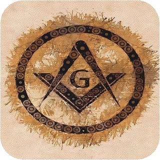 Freemasonry Masonic Lodge Symbol PU Leather Coasters for Drinks Set of 4 Heat Resistant & Absorbent Square