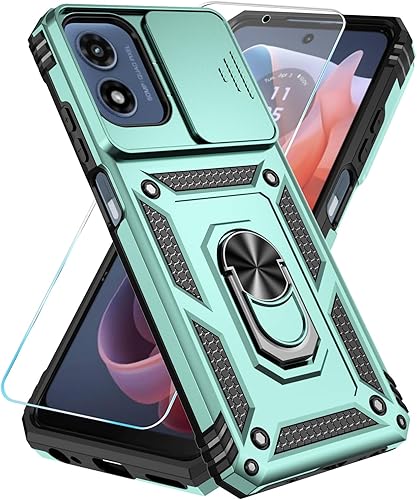 Miniatura 16 de SunStory Funda para Motorola Moto G Play 2024 con protector de pantalla HD y cubierta deslizante para la cámara y soporte, Funda para Moto G Play 4G