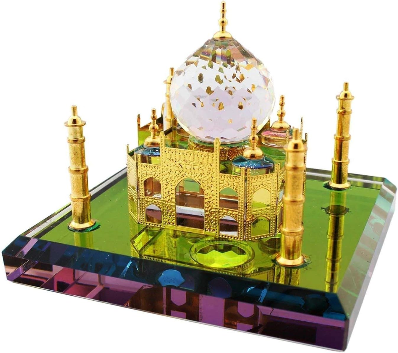 Homesoul Taj Mahal Miniature with Base, Crystal Figure Showpiece, Green, 1 Piece (Small)