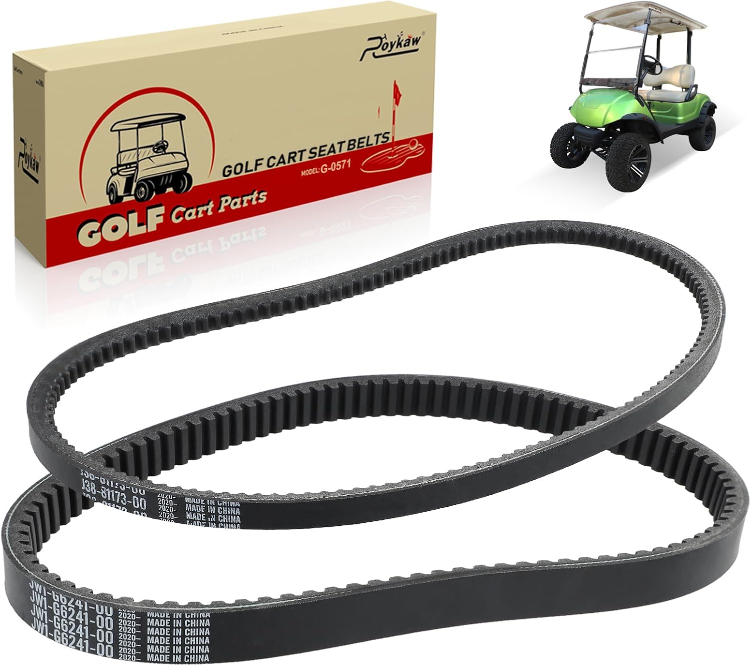 Roykaw Golf Cart Drive Belt Generator Starter Belt Compatible with Yamaha G29 2007-2014 Gas Model, OEM# JW1-G6241-00, JW1-G6241-10, J55-H1173-00, J38-81173-00
