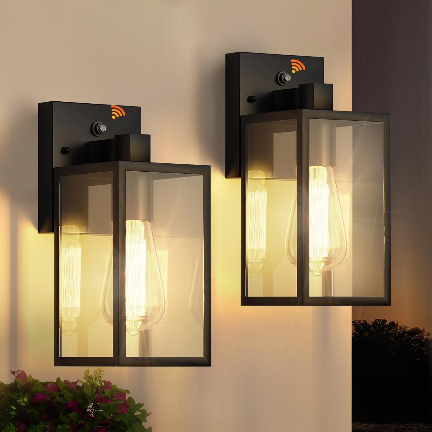 WIHTU Outdoor Porch Lights Fixtures Wall Mount, Dusk to Dawn Outdoor Lighting Fixtures for House, Sensor Exterior Wall Lights, Waterproof Sconce Outside Lamp, Anti Rust Wall Lantern for Garage